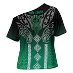 Aotearoa Maori Iwi Heritage Cross Shoulder Shirt Ngai Tahu Pounamu Green