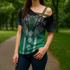 Aotearoa Maori Iwi Heritage Cross Shoulder Shirt Ngai Tahu Pounamu Green
