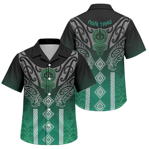 Aotearoa Maori Iwi Heritage Family Matching Summer Maxi Dress and Hawaiian Shirt Ngai Tahu Pounamu Green