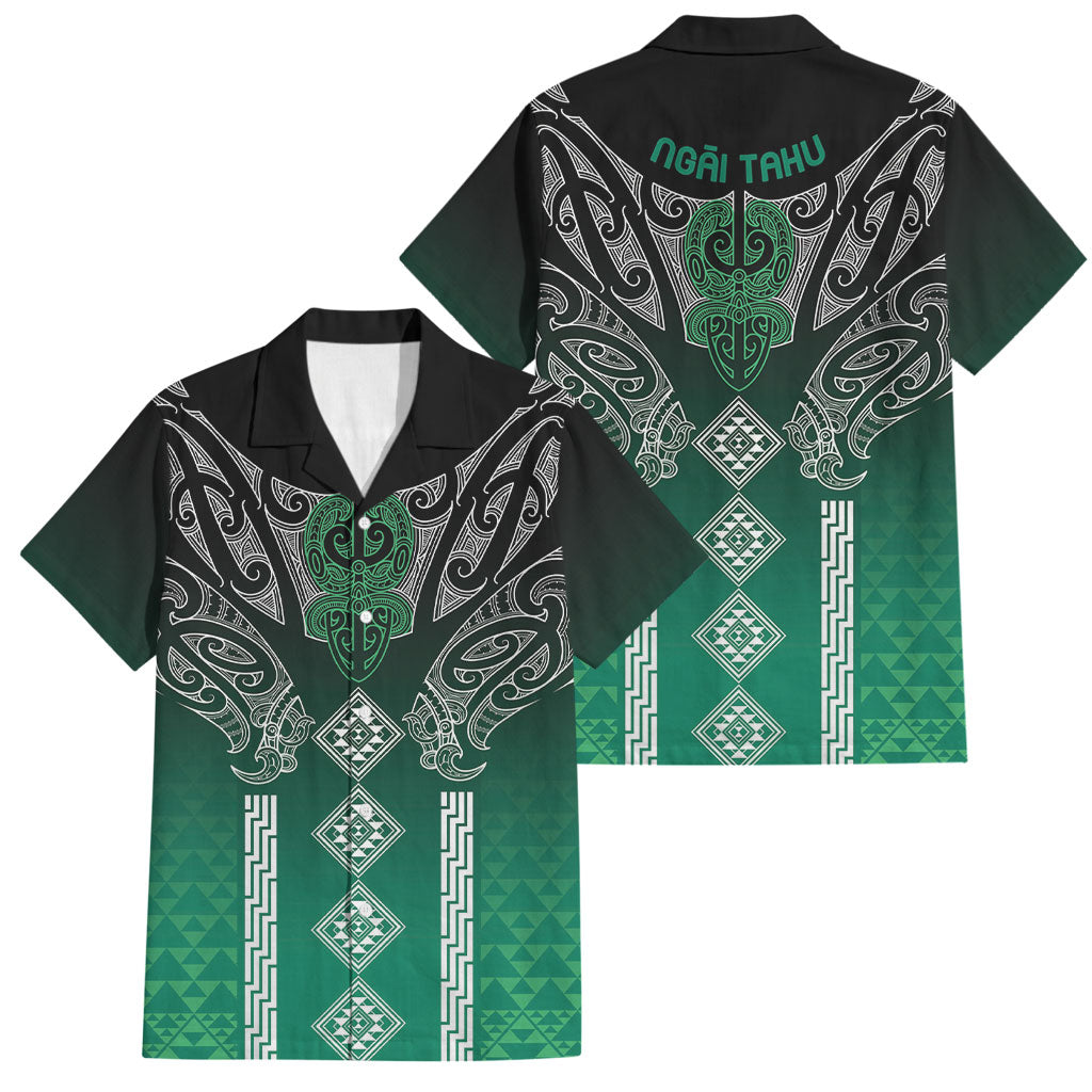 Aotearoa Maori Iwi Heritage Family Matching Tank Maxi Dress and Hawaiian Shirt Ngai Tahu Pounamu Green