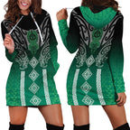 Aotearoa Maori Iwi Heritage Hoodie Dress Ngai Tahu Pounamu Green