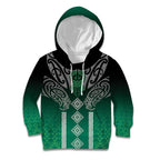 Aotearoa Maori Iwi Heritage Kid Hoodie Ngai Tahu Pounamu Green