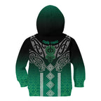 Aotearoa Maori Iwi Heritage Kid Hoodie Ngai Tahu Pounamu Green