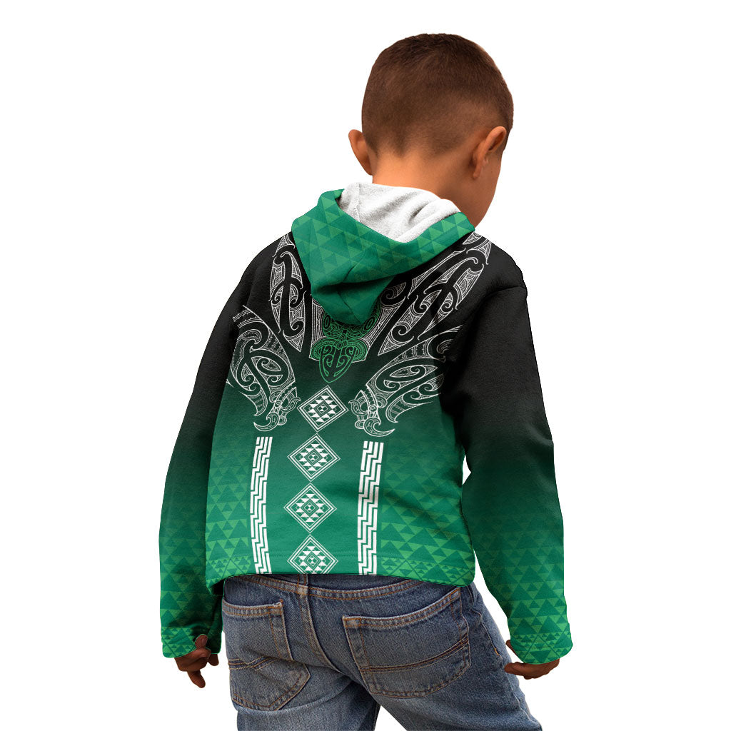 Aotearoa Maori Iwi Heritage Kid Hoodie Ngai Tahu Pounamu Green