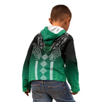 Aotearoa Maori Iwi Heritage Kid Hoodie Ngai Tahu Pounamu Green