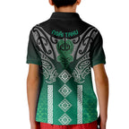 Aotearoa Maori Iwi Heritage Kid Polo Shirt Ngai Tahu Pounamu Green