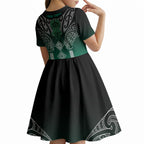 Aotearoa Maori Iwi Heritage Kid Short Sleeve Dress Ngai Tahu Pounamu Green