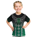 Aotearoa Maori Iwi Heritage Kid T Shirt Ngai Tahu Pounamu Green