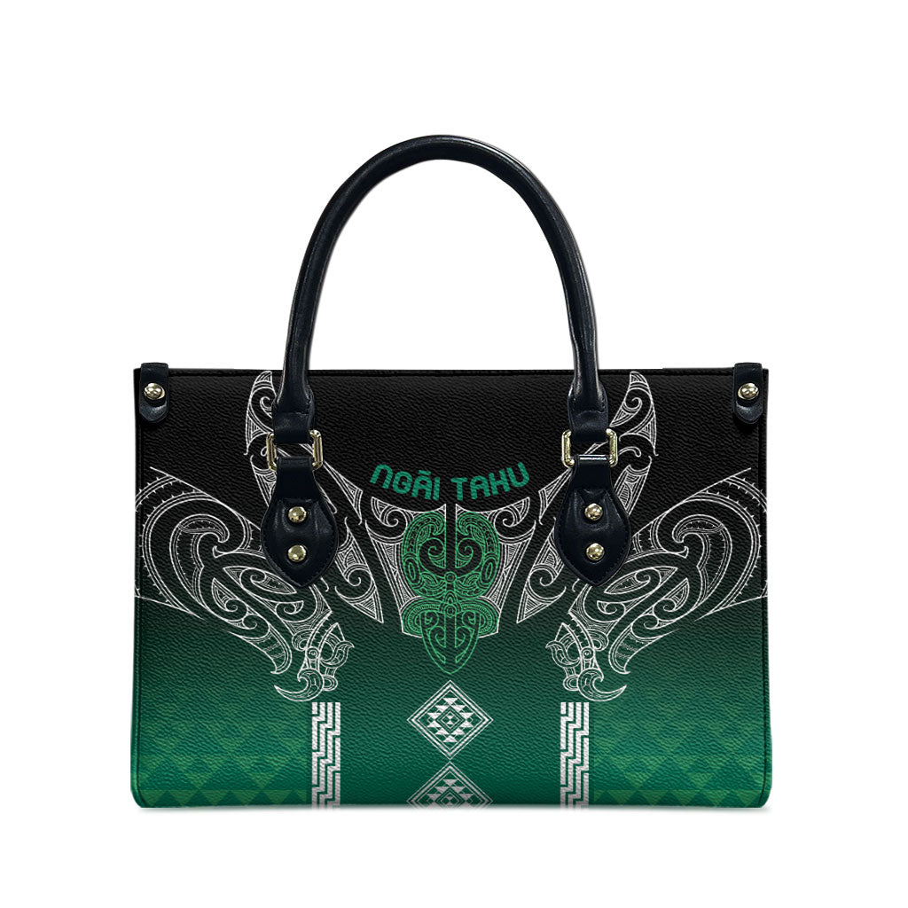 Aotearoa Maori Iwi Heritage Leather Bag Ngai Tahu Pounamu Green