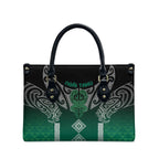 Aotearoa Maori Iwi Heritage Leather Bag Ngai Tahu Pounamu Green