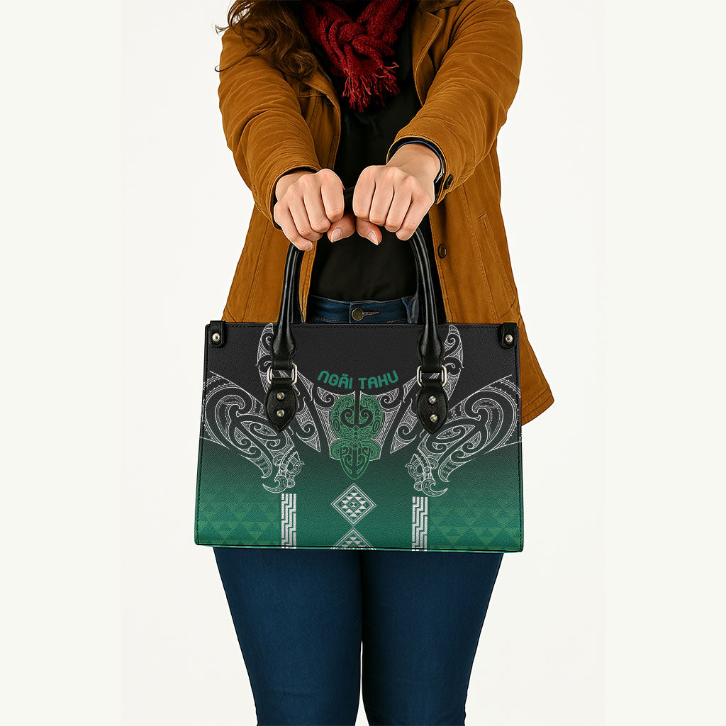 Aotearoa Maori Iwi Heritage Leather Bag Ngai Tahu Pounamu Green