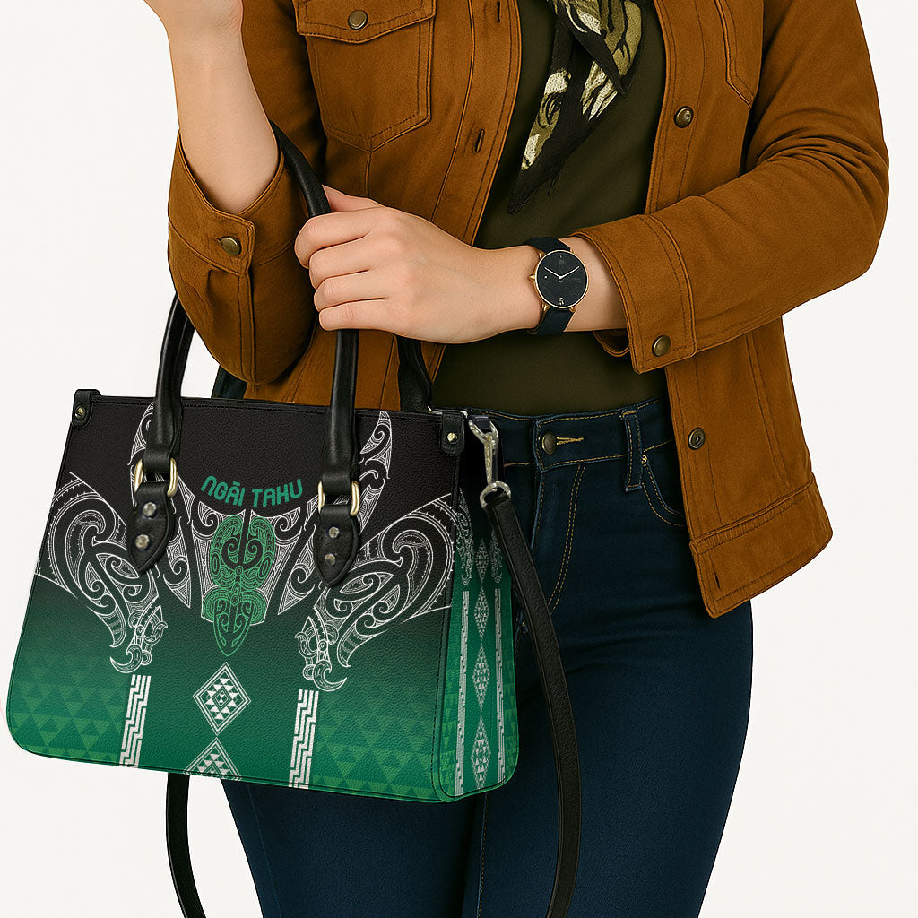 Aotearoa Maori Iwi Heritage Leather Bag Ngai Tahu Pounamu Green