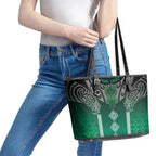 Aotearoa Maori Iwi Heritage Leather Tote Bag Ngai Tahu Pounamu Green