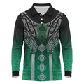 Aotearoa Maori Iwi Heritage Long Sleeve Polo Shirt Ngai Tahu Pounamu Green
