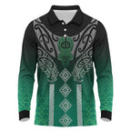 Aotearoa Maori Iwi Heritage Long Sleeve Polo Shirt Ngai Tahu Pounamu Green