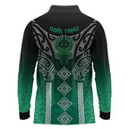 Aotearoa Maori Iwi Heritage Long Sleeve Polo Shirt Ngai Tahu Pounamu Green