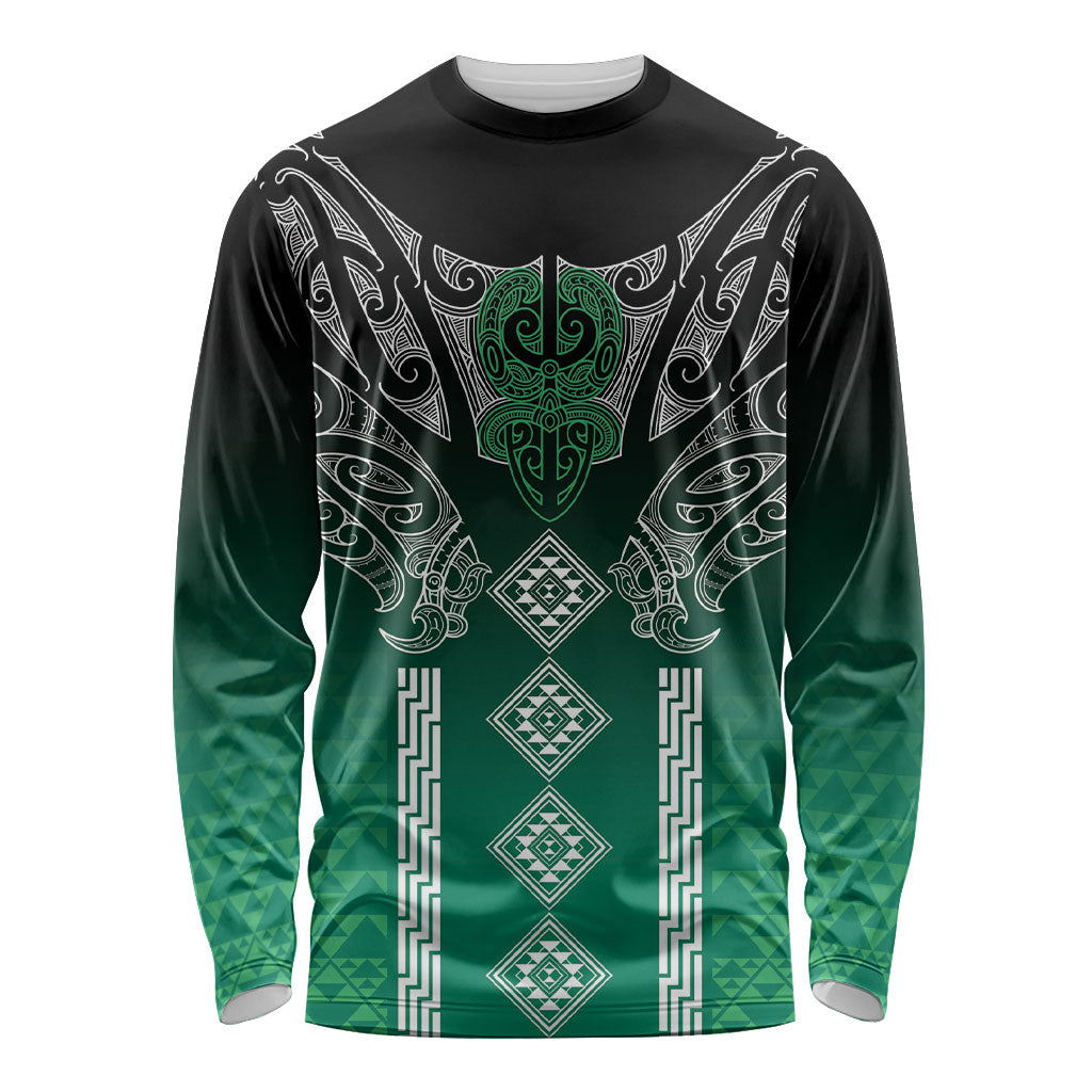 Aotearoa Maori Iwi Heritage Long Sleeve Shirt Ngai Tahu Pounamu Green