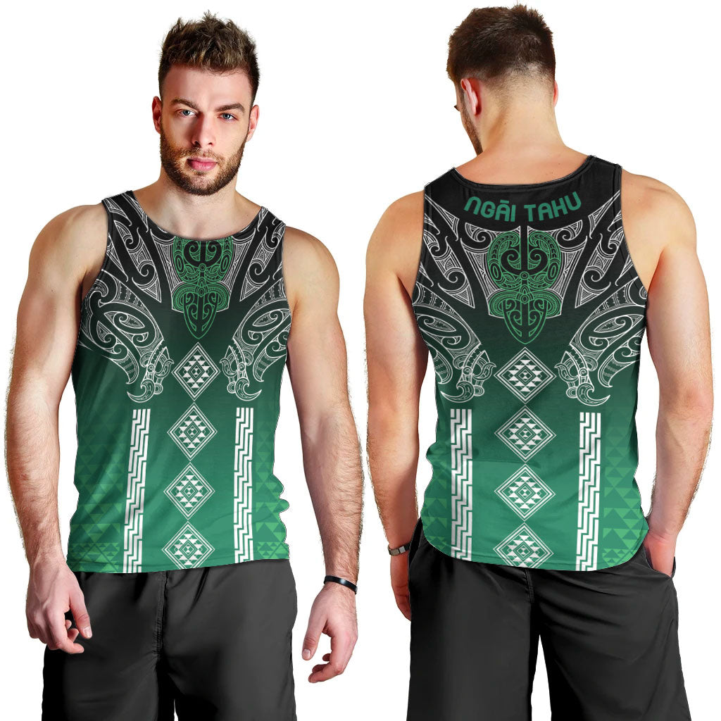 Aotearoa Maori Iwi Heritage Men Tank Top Ngai Tahu Pounamu Green