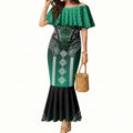Aotearoa Maori Iwi Heritage Mermaid Dress Ngai Tahu Pounamu Green
