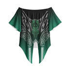 Aotearoa Maori Iwi Heritage Off Shoulder Wrap Waist Top Ngai Tahu Pounamu Green