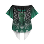 Aotearoa Maori Iwi Heritage Off Shoulder Wrap Waist Top Ngai Tahu Pounamu Green