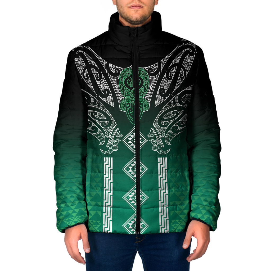 Aotearoa Maori Iwi Heritage Padded Jacket Ngai Tahu Pounamu Green