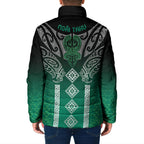 Aotearoa Maori Iwi Heritage Padded Jacket Ngai Tahu Pounamu Green