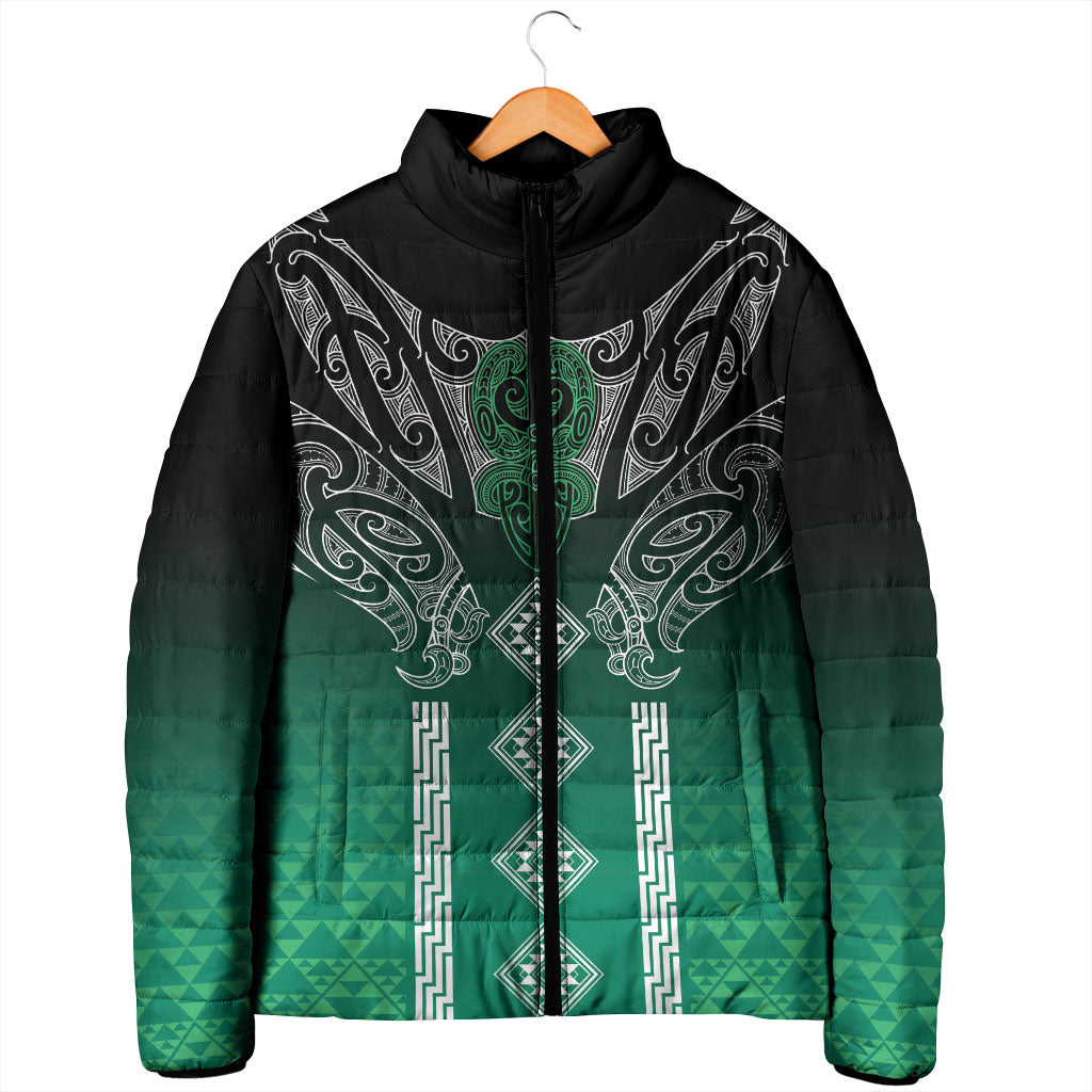 Aotearoa Maori Iwi Heritage Padded Jacket Ngai Tahu Pounamu Green