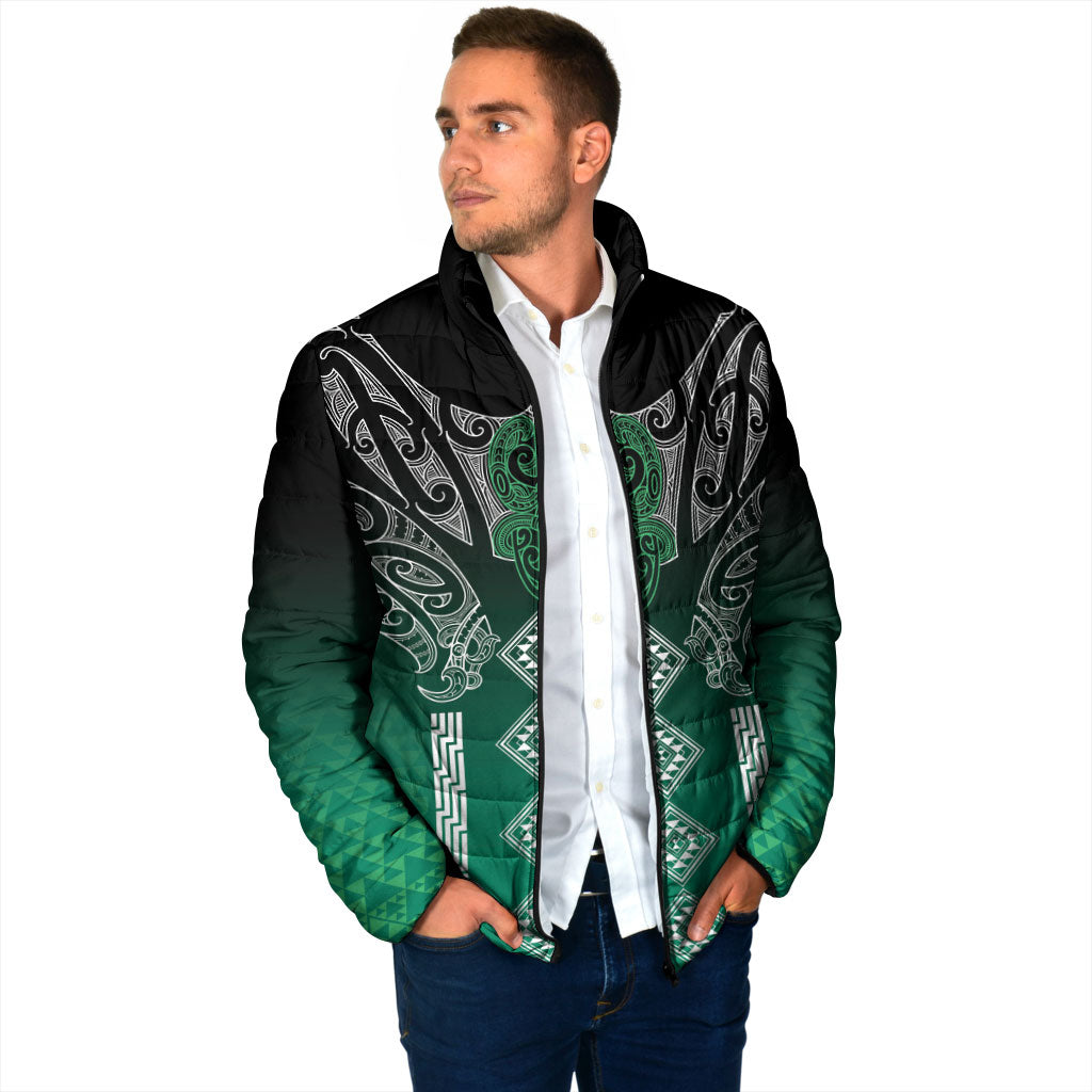 Aotearoa Maori Iwi Heritage Padded Jacket Ngai Tahu Pounamu Green