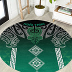 Aotearoa Maori Iwi Heritage Round Carpet Ngai Tahu Pounamu Green