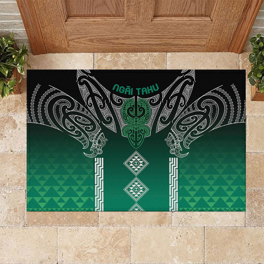 Aotearoa Maori Iwi Heritage Rubber Doormat Ngai Tahu Pounamu Green