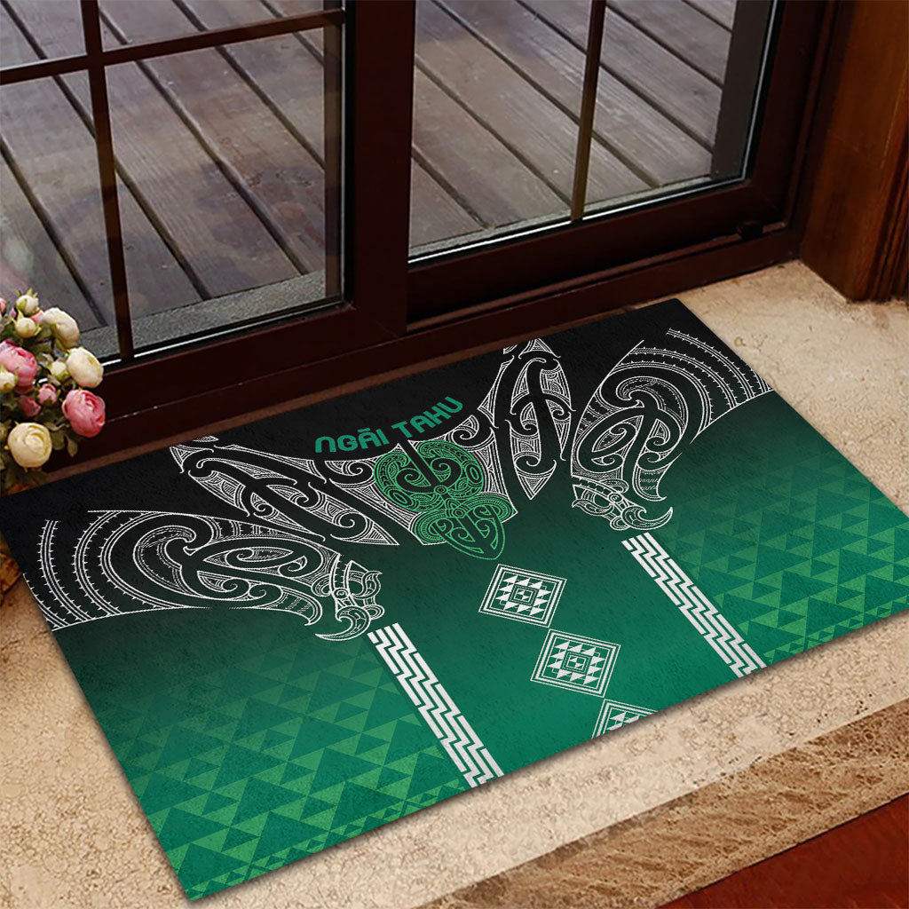 Aotearoa Maori Iwi Heritage Rubber Doormat Ngai Tahu Pounamu Green