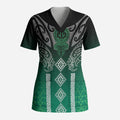 Aotearoa Maori Iwi Heritage Scrub Top Ngai Tahu Pounamu Green