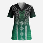 Aotearoa Maori Iwi Heritage Scrub Top Ngai Tahu Pounamu Green