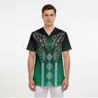 Aotearoa Maori Iwi Heritage Scrub Top Ngai Tahu Pounamu Green