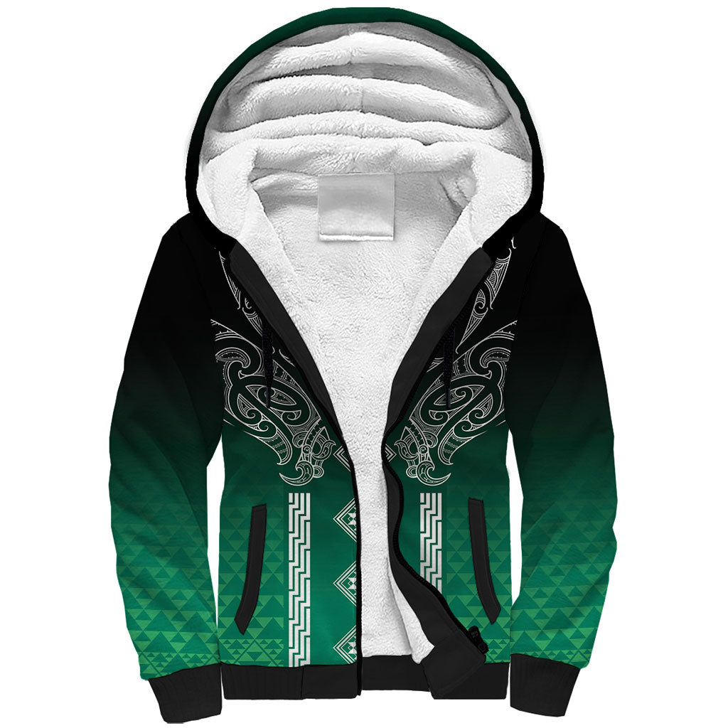Aotearoa Maori Iwi Heritage Sherpa Hoodie Ngai Tahu Pounamu Green