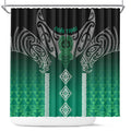 Aotearoa Maori Iwi Heritage Shower Curtain Ngai Tahu Pounamu Green