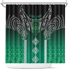 Aotearoa Maori Iwi Heritage Shower Curtain Ngai Tahu Pounamu Green