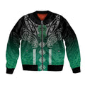 Aotearoa Maori Iwi Heritage Sleeve Zip Bomber Jacket Ngai Tahu Pounamu Green