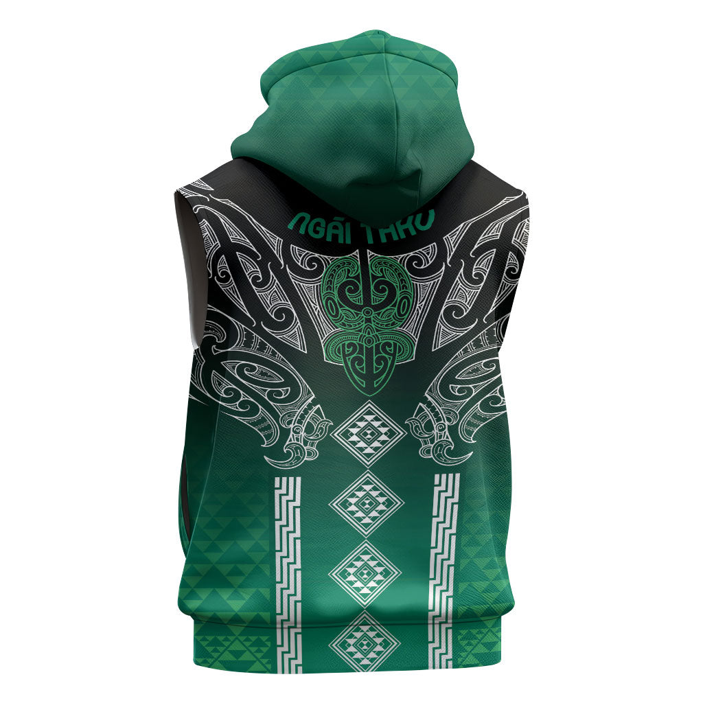 Aotearoa Maori Iwi Heritage Sleeveless Hoodie Ngai Tahu Pounamu Green