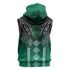 Aotearoa Maori Iwi Heritage Sleeveless Hoodie Ngai Tahu Pounamu Green