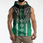 Aotearoa Maori Iwi Heritage Sleeveless Hoodie Ngai Tahu Pounamu Green