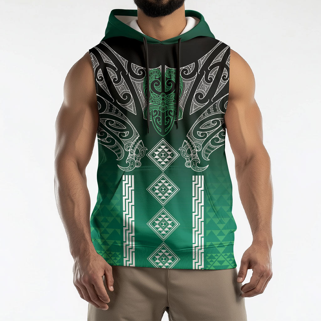 Aotearoa Maori Iwi Heritage Sleeveless Hoodie Ngai Tahu Pounamu Green