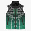 Aotearoa Maori Iwi Heritage Sleeveless Puffer Jacket Ngai Tahu Pounamu Green