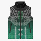 Aotearoa Maori Iwi Heritage Sleeveless Puffer Jacket Ngai Tahu Pounamu Green