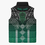 Aotearoa Maori Iwi Heritage Sleeveless Puffer Jacket Ngai Tahu Pounamu Green