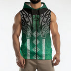 Aotearoa Maori Iwi Heritage Sleeveless Zip Hoodie Ngai Tahu Pounamu Green