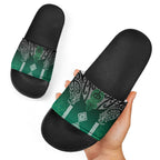 Aotearoa Maori Iwi Heritage Slide Sandals Ngai Tahu Pounamu Green