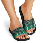 Aotearoa Maori Iwi Heritage Slide Sandals Ngai Tahu Pounamu Green