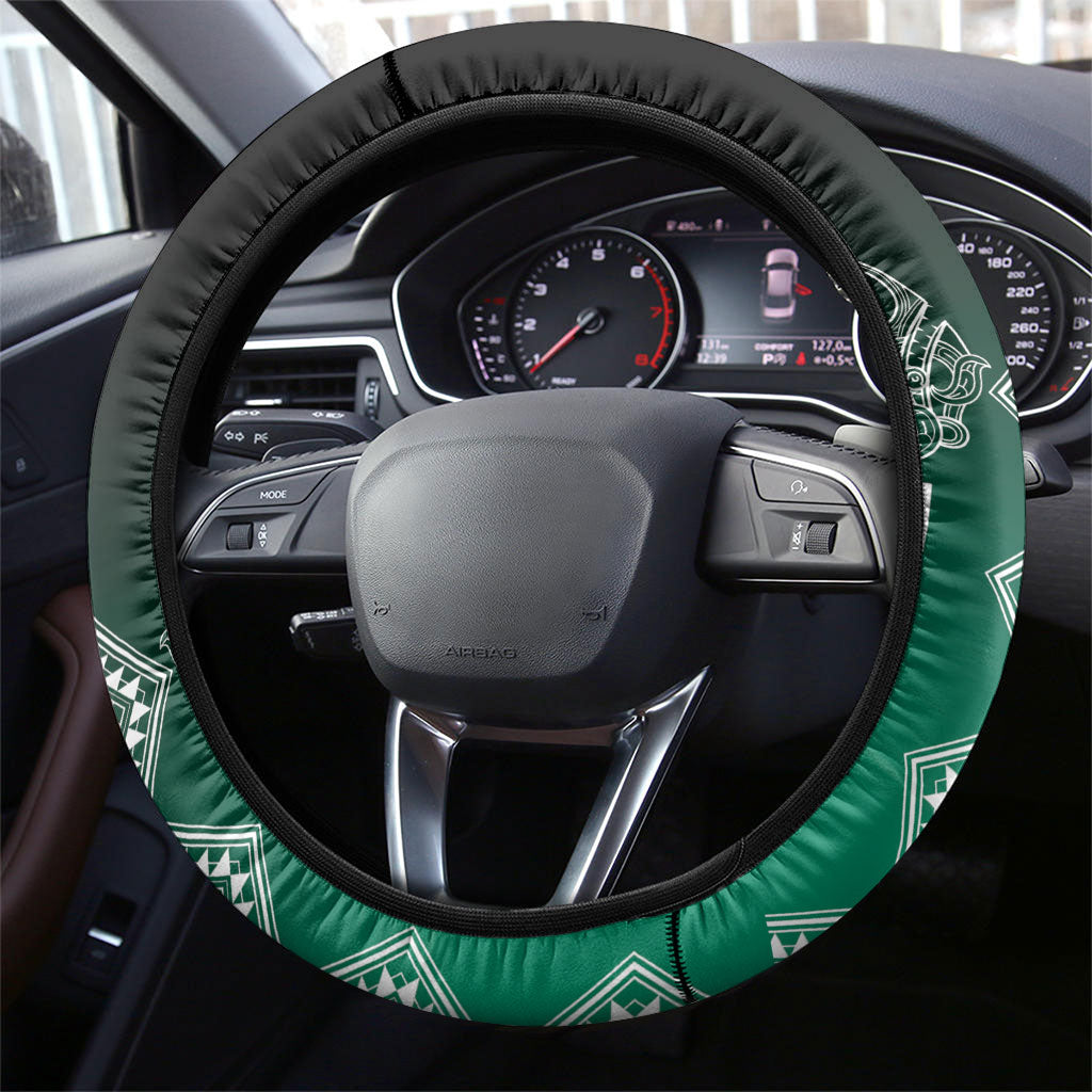Aotearoa Maori Iwi Heritage Steering Wheel Cover Ngai Tahu Pounamu Green
